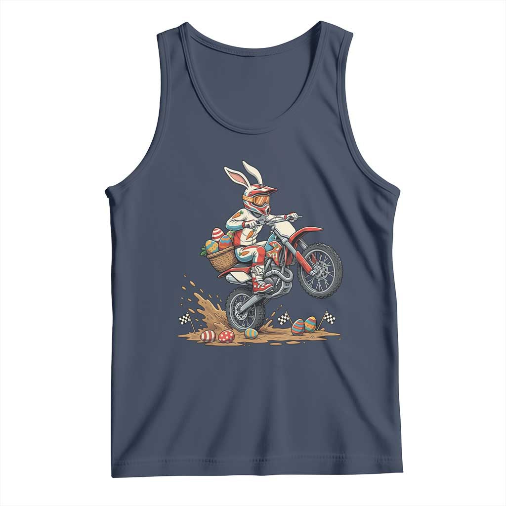 Easter Bunny Dirt Bike Rider Funny Motocross Rabbit Graphic Tank Top Cool Off Road Racing Egg Hunt