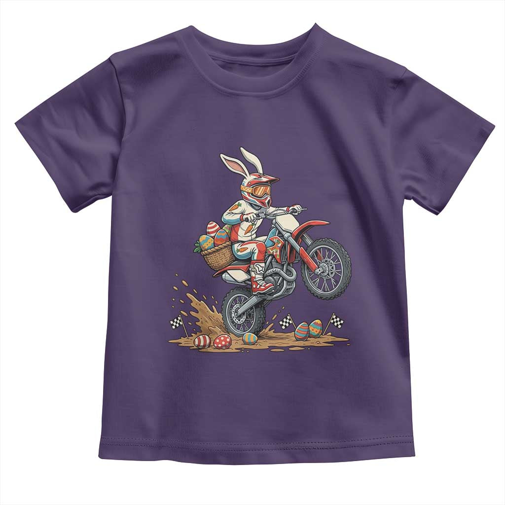 Easter Bunny Dirt Bike Rider Funny Motocross Rabbit Graphic Toddler T Shirt Cool Off Road Racing Egg Hunt