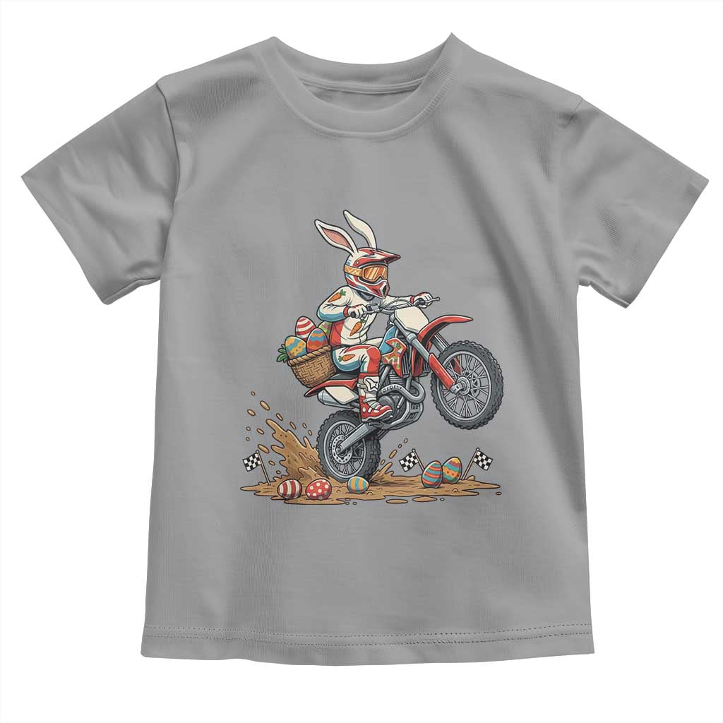 Easter Bunny Dirt Bike Rider Funny Motocross Rabbit Graphic Toddler T Shirt Cool Off Road Racing Egg Hunt