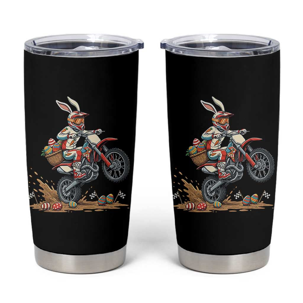 Easter Bunny Dirt Bike Rider Funny Motocross Rabbit Graphic Tumbler Cup Cool Off Road Racing Egg Hunt