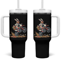 Easter Bunny Dirt Bike Rider Funny Motocross Rabbit Graphic Tumbler With Handle Cool Off Road Racing Egg Hunt
