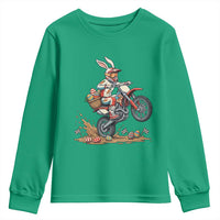 Easter Bunny Dirt Bike Rider Funny Motocross Rabbit Graphic Youth Sweatshirt Cool Off Road Racing Egg Hunt