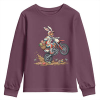 Easter Bunny Dirt Bike Rider Funny Motocross Rabbit Graphic Youth Sweatshirt Cool Off Road Racing Egg Hunt