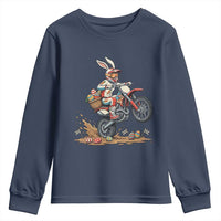 Easter Bunny Dirt Bike Rider Funny Motocross Rabbit Graphic Youth Sweatshirt Cool Off Road Racing Egg Hunt