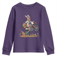 Easter Bunny Dirt Bike Rider Funny Motocross Rabbit Graphic Youth Sweatshirt Cool Off Road Racing Egg Hunt