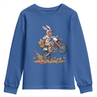 Easter Bunny Dirt Bike Rider Funny Motocross Rabbit Graphic Youth Sweatshirt Cool Off Road Racing Egg Hunt