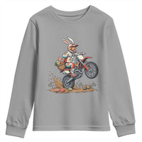 Easter Bunny Dirt Bike Rider Funny Motocross Rabbit Graphic Youth Sweatshirt Cool Off Road Racing Egg Hunt