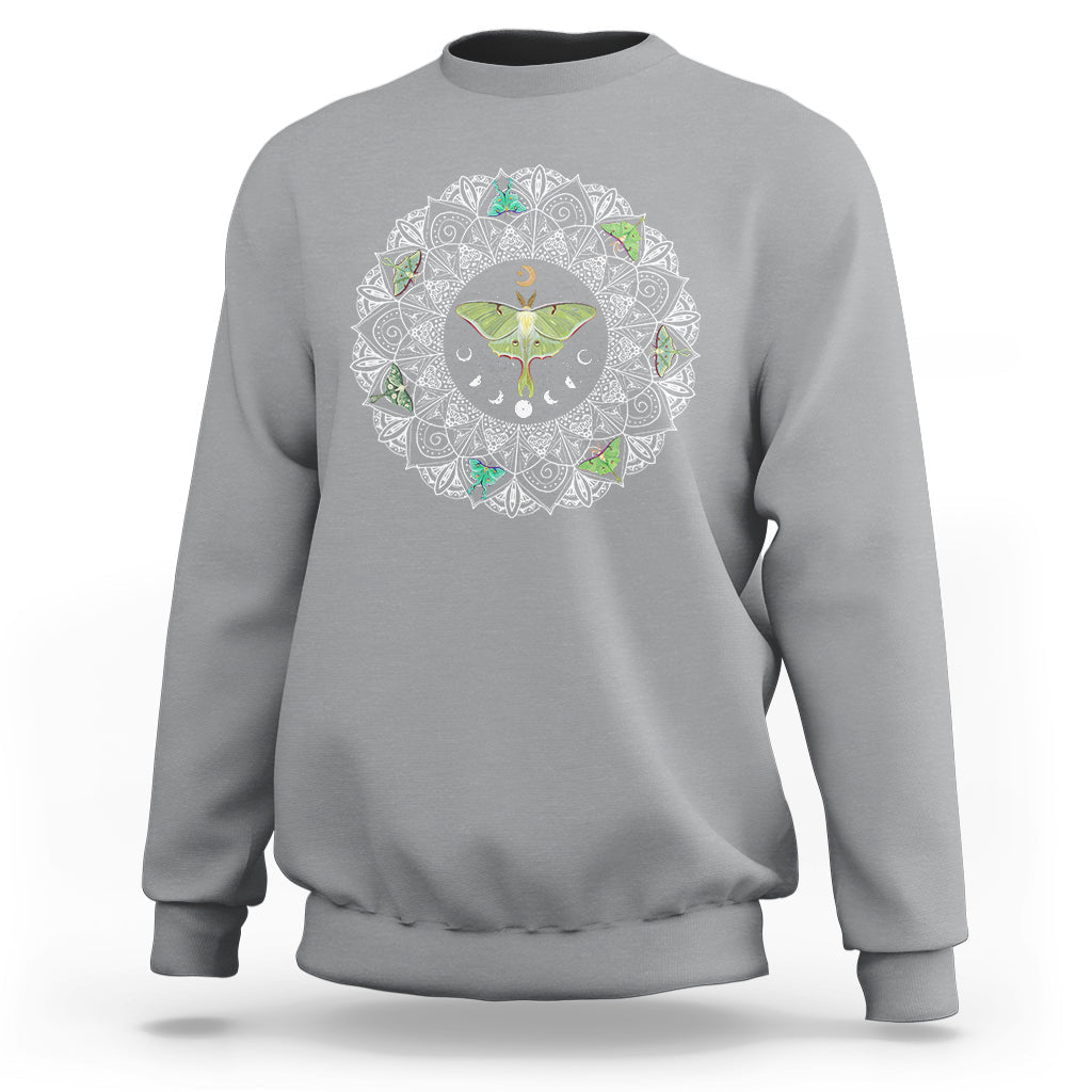 Moth Sweatshirt Luna Moth Mandala Insect Nature Spiritual Mystic Peaceful Meditation Magical Shirt for Women, Moth T-shirt, Moth Lover Gift, Insect Lover Shirt, Spirituality Shirt - Wonder Print Shop