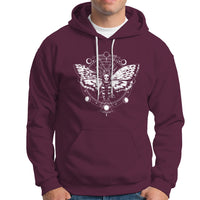 Moth Hoodie Geometric Moon Phases Moth Death's Head Hawkmoth Occult Nature Mandala Mystic Night Peaceful Meditation Shirt for Women, Moth T-shirt, Spirituality Shirt - Wonder Print Shop