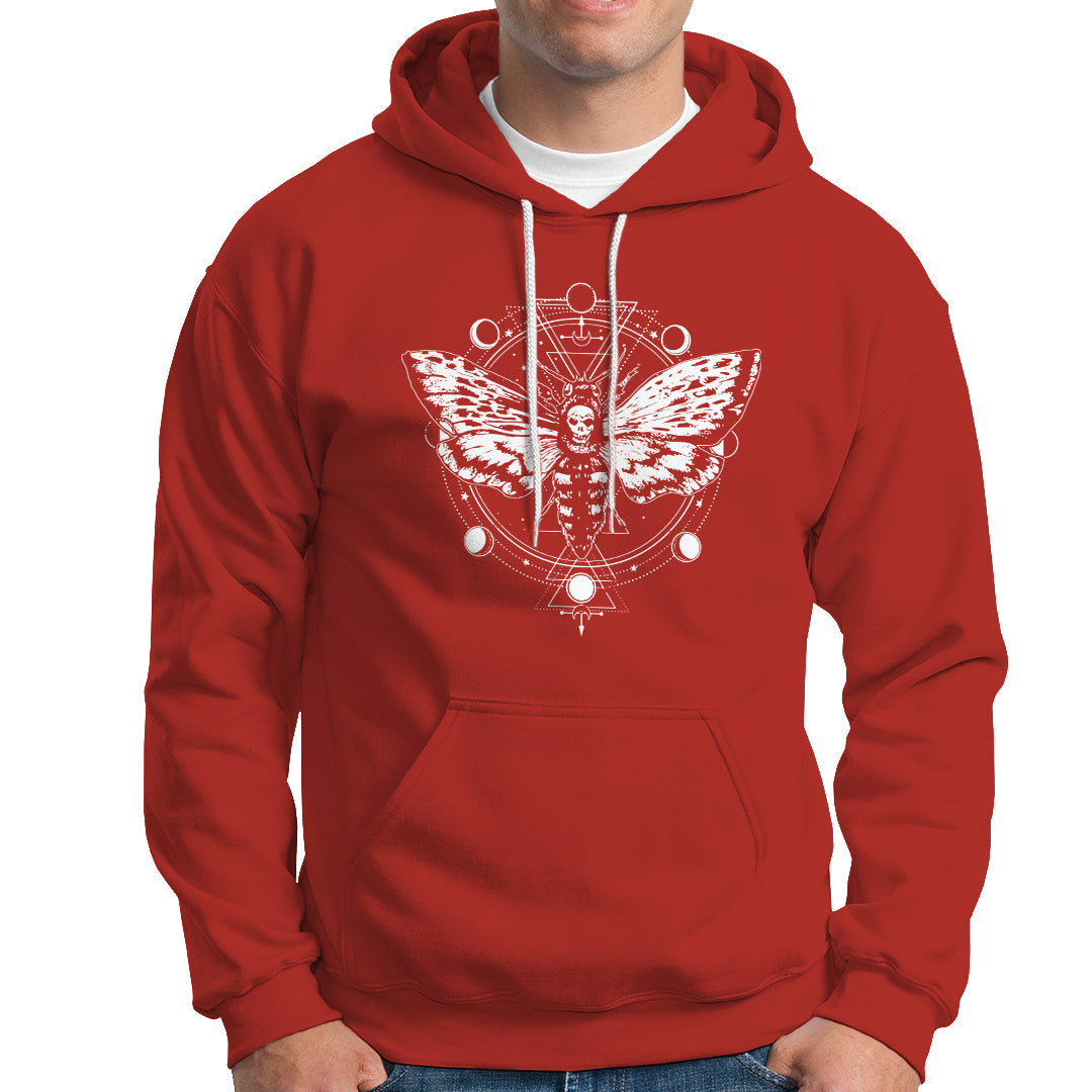 Moth Hoodie Geometric Moon Phases Moth Death's Head Hawkmoth Occult Nature Mandala Mystic Night Peaceful Meditation Shirt for Women, Moth T-shirt, Spirituality Shirt - Wonder Print Shop