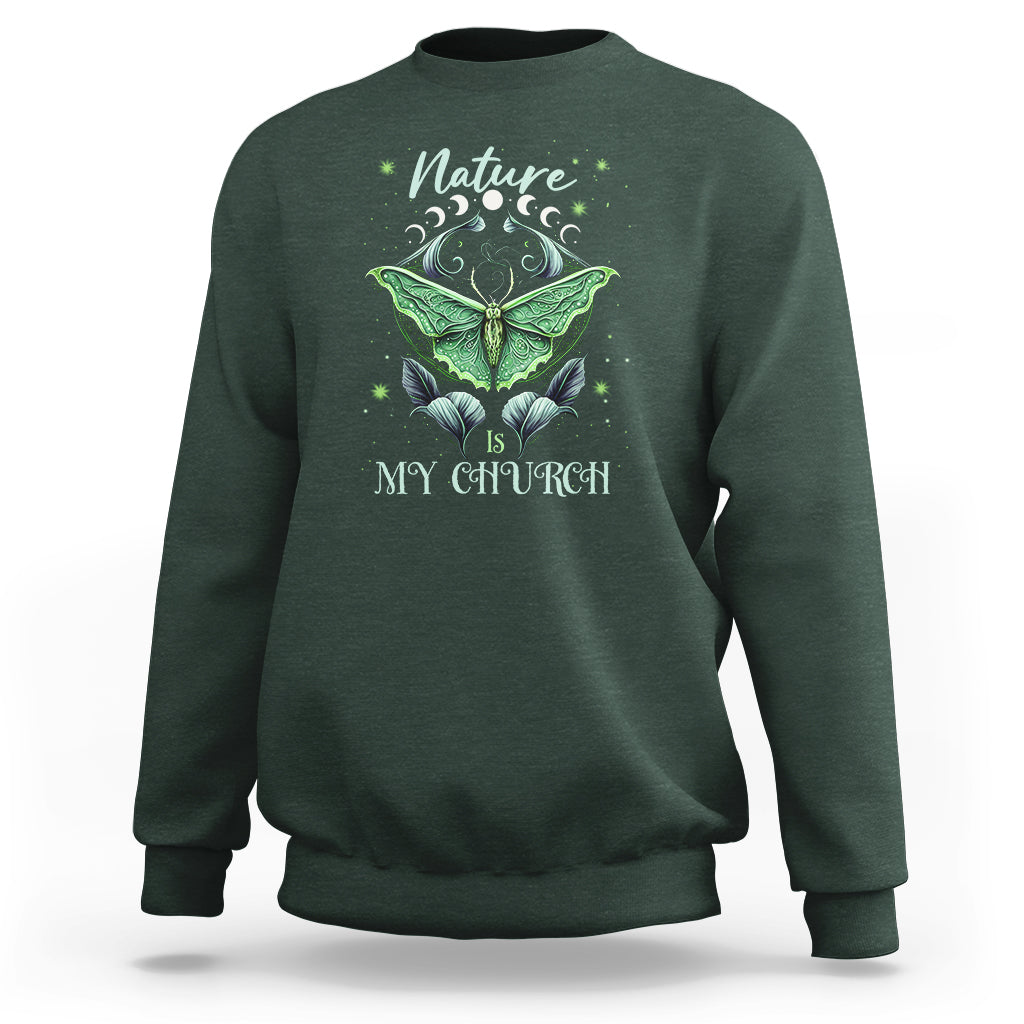 Moth Sweatshirt Mystical Moth Nature Is My Church Faith Moon Child Moonlight Religious Celestial Boho Hippie Floral Moth Spiritual Shirt for Womenm Moth T-shirt, Spirituality Shirt - Wonder Print Shop