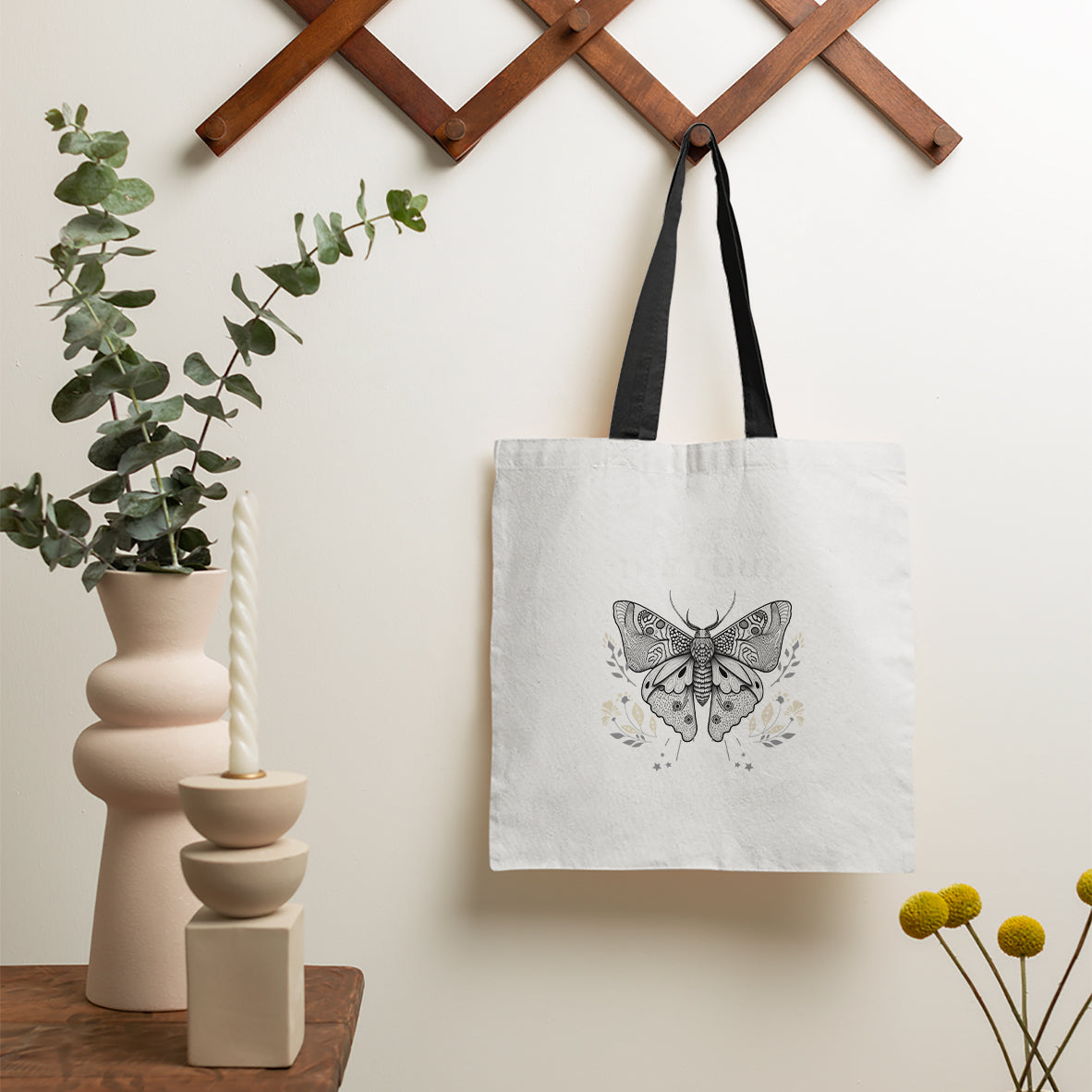 Live Fast Die Loud Leave A Beautiful Exoskeleton Celestial Moth Tote Bag, Vintage Black and White Spiritual Tote Bag for Women Tote Bag - Wonder Print Shop