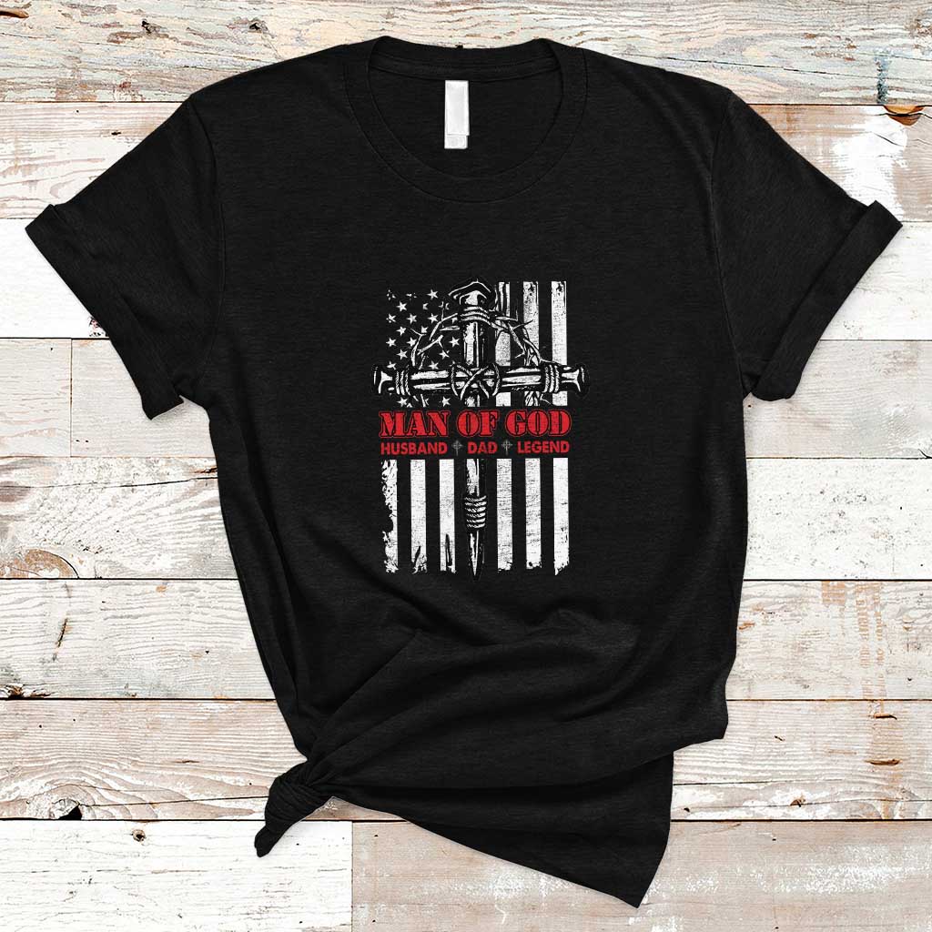 Blessed Dad T Shirt Man Of God Husband Dad Legend Christian Religious Father's Day - Wonder Print Shop