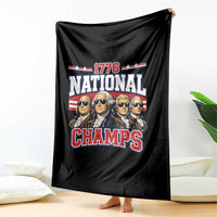 1776 National Champs Founding Fathers Graphic Throw Blanket Funny George Washington and Presidents Sunglasses Sports Style Patriotic