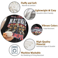 1776 National Champs Founding Fathers Graphic Throw Blanket Funny George Washington and Presidents Sunglasses Sports Style Patriotic