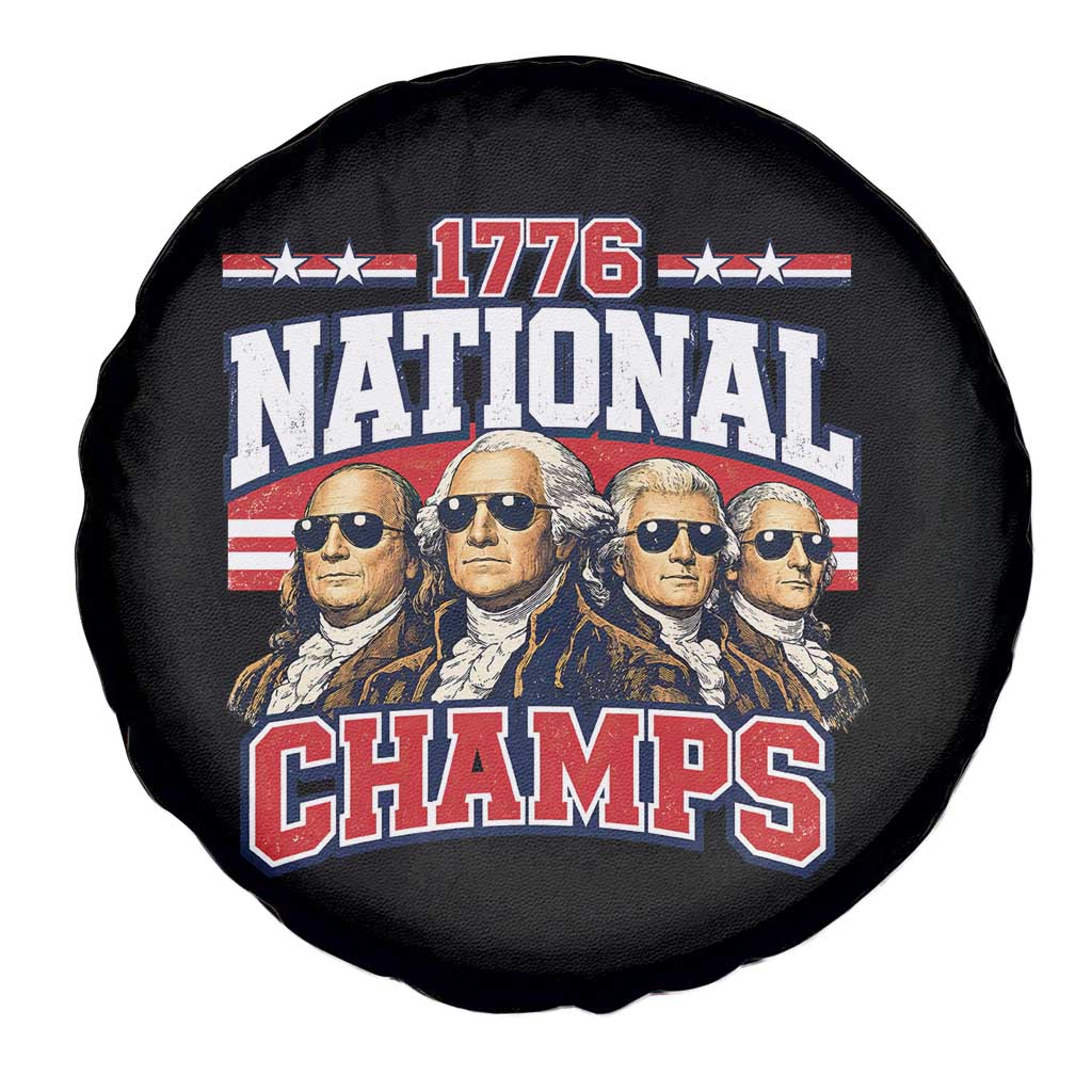 1776 National Champs Founding Fathers Graphic Spare Tire Cover Funny George Washington and Presidents Sunglasses Sports Style Patriotic