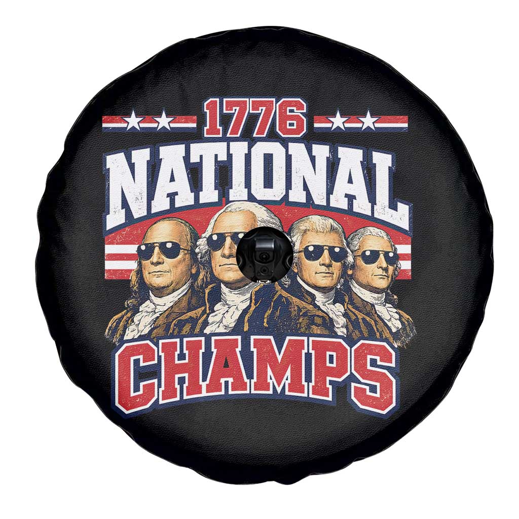 1776 National Champs Founding Fathers Graphic Spare Tire Cover Funny George Washington and Presidents Sunglasses Sports Style Patriotic