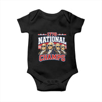 1776 National Champs Founding Fathers Graphic Baby Onesie Funny George Washington and Presidents Sunglasses Sports Style Patriotic
