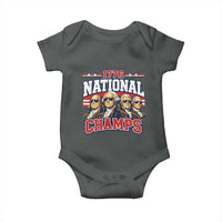 1776 National Champs Founding Fathers Graphic Baby Onesie Funny George Washington and Presidents Sunglasses Sports Style Patriotic
