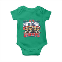 1776 National Champs Founding Fathers Graphic Baby Onesie Funny George Washington and Presidents Sunglasses Sports Style Patriotic