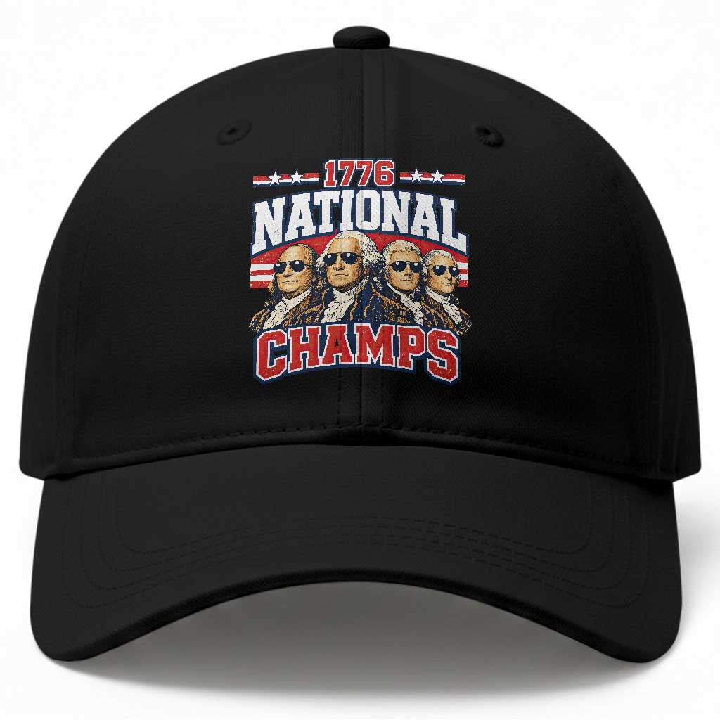 1776 National Champs Founding Fathers Graphic Baseball Cap Funny George Washington and Presidents Sunglasses Sports Style Patriotic