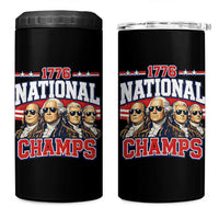 1776 National Champs Founding Fathers Graphic 4 in 1 Can Cooler Tumbler Funny George Washington and Presidents Sunglasses Sports Style Patriotic