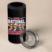 1776 National Champs Founding Fathers Graphic 4 in 1 Can Cooler Tumbler Funny George Washington and Presidents Sunglasses Sports Style Patriotic