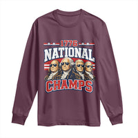 1776 National Champs Founding Fathers Graphic Long Sleeve Shirt Funny George Washington and Presidents Sunglasses Sports Style Patriotic
