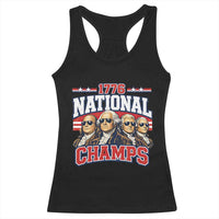 1776 National Champs Founding Fathers Graphic Racerback Tank Top Funny George Washington and Presidents Sunglasses Sports Style Patriotic
