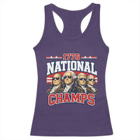 1776 National Champs Founding Fathers Graphic Racerback Tank Top Funny George Washington and Presidents Sunglasses Sports Style Patriotic