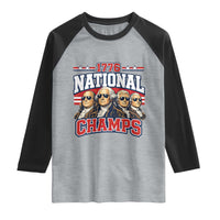 1776 National Champs Founding Fathers Graphic Raglan Shirt Funny George Washington and Presidents Sunglasses Sports Style Patriotic