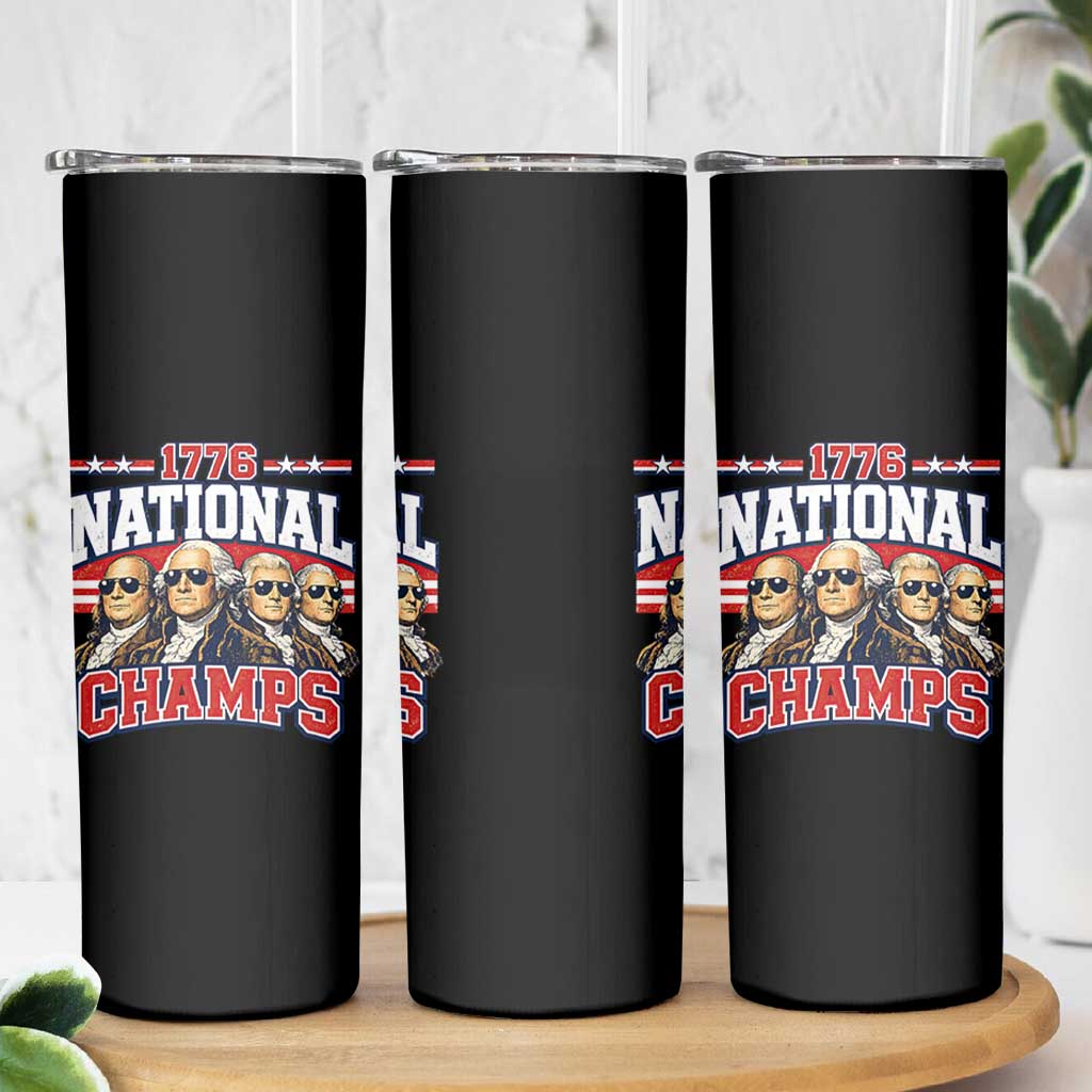 1776 National Champs Founding Fathers Graphic Skinny Tumbler Funny George Washington and Presidents Sunglasses Sports Style Patriotic