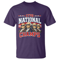 1776 National Champs Founding Fathers Graphic T Shirt Funny George Washington and Presidents Sunglasses Sports Style Patriotic