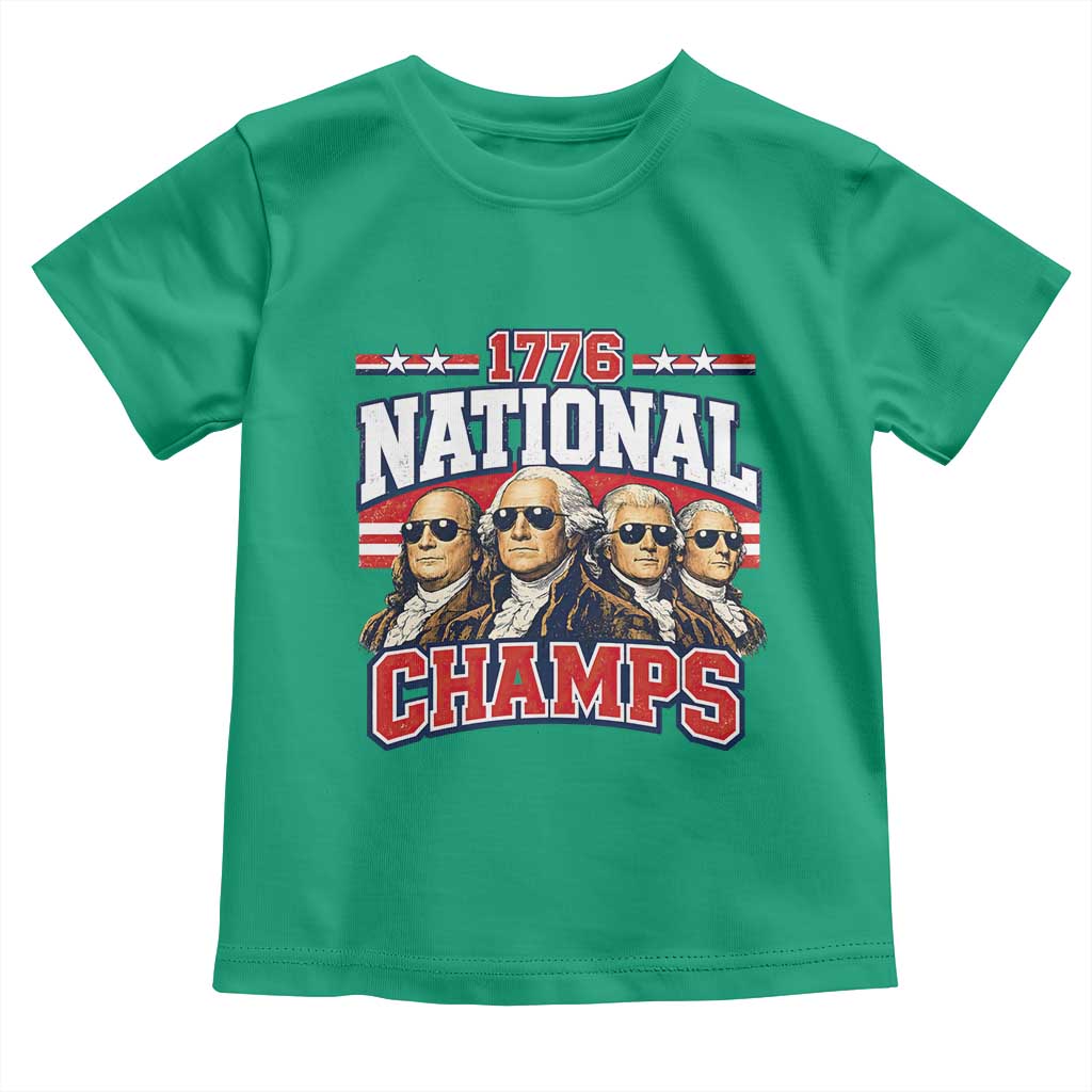 1776 National Champs Founding Fathers Graphic Toddler T Shirt Funny George Washington and Presidents Sunglasses Sports Style Patriotic