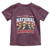 1776 National Champs Founding Fathers Graphic Toddler T Shirt Funny George Washington and Presidents Sunglasses Sports Style Patriotic