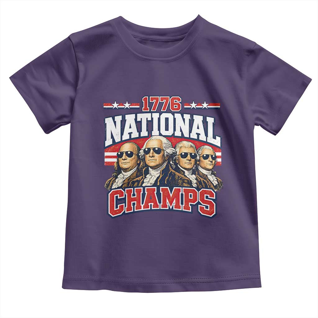 1776 National Champs Founding Fathers Graphic Toddler T Shirt Funny George Washington and Presidents Sunglasses Sports Style Patriotic