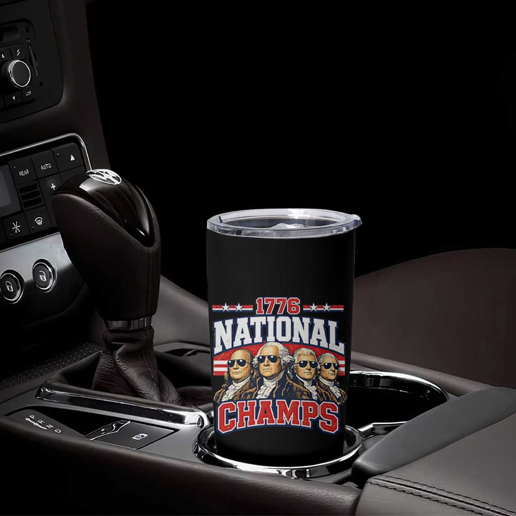1776 National Champs Founding Fathers Graphic Tumbler Cup Funny George Washington and Presidents Sunglasses Sports Style Patriotic