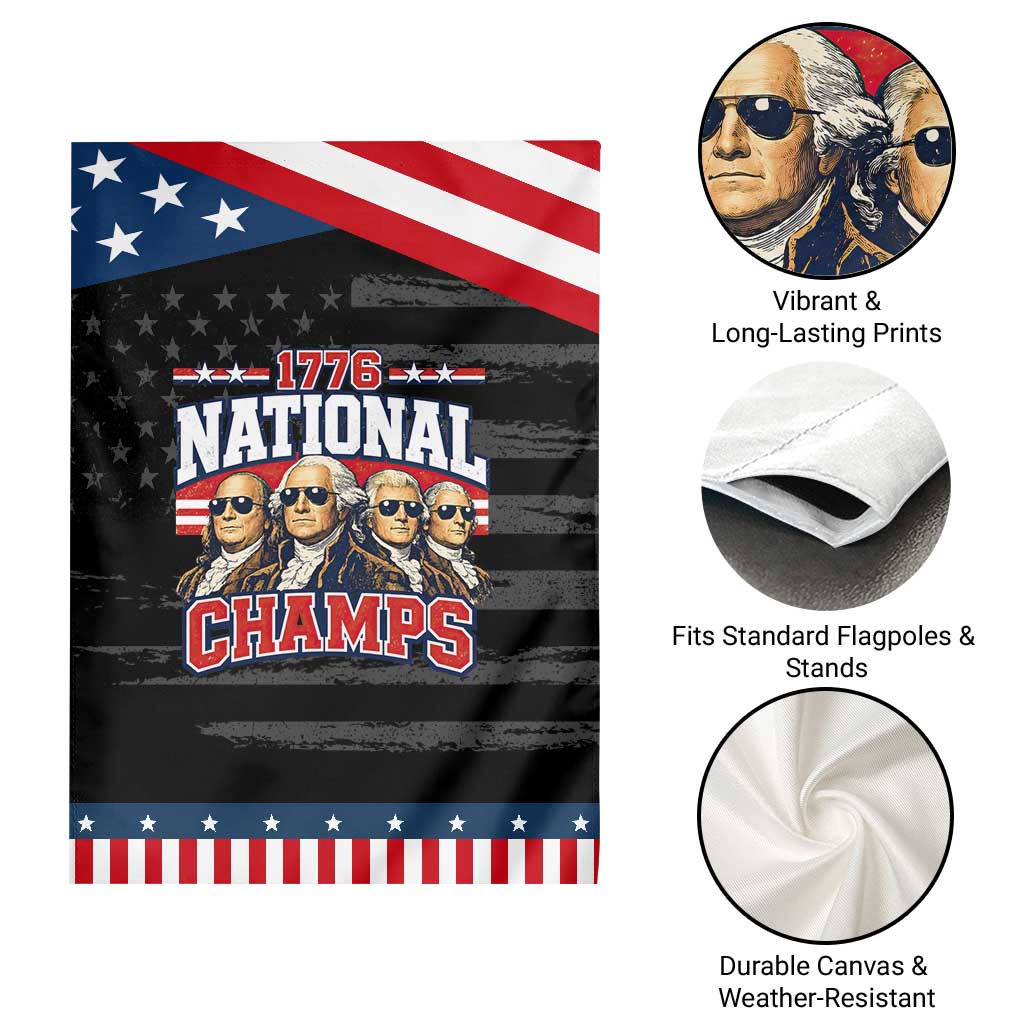 1776 National Champs Founding Fathers Graphic Patriotic Garden Flag Funny George Washington and Presidents Sunglasses Sports Style