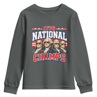 1776 National Champs Founding Fathers Graphic Youth Sweatshirt Funny George Washington and Presidents Sunglasses Sports Style Patriotic