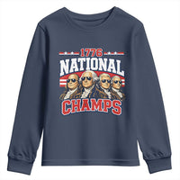 1776 National Champs Founding Fathers Graphic Youth Sweatshirt Funny George Washington and Presidents Sunglasses Sports Style Patriotic