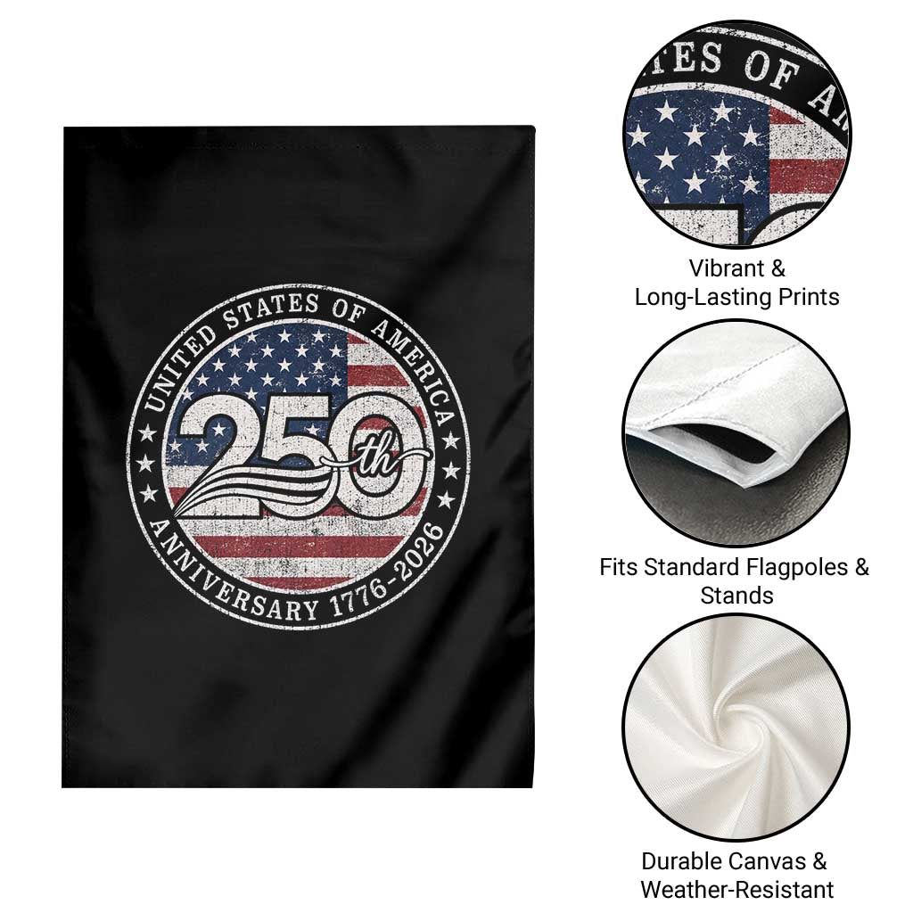 United States of America 250th Anniversary Vintage Seal Garden Flag Distressed American Flag 1776 to 2026 Semiquincentennial Patriotic
