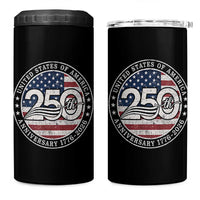 United States of America 250th Anniversary Vintage Seal 4 in 1 Can Cooler Tumbler Distressed American Flag 1776 to 2026 Semiquincentennial Patriotic