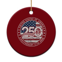 United States of America 250th Anniversary Vintage Seal Ceramic Ornament Distressed American Flag 1776 to 2026 Semiquincentennial Patriotic