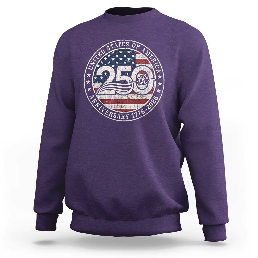 United States of America 250th Anniversary Vintage Seal Sweatshirt Distressed American Flag 1776 to 2026 Semiquincentennial Patriotic