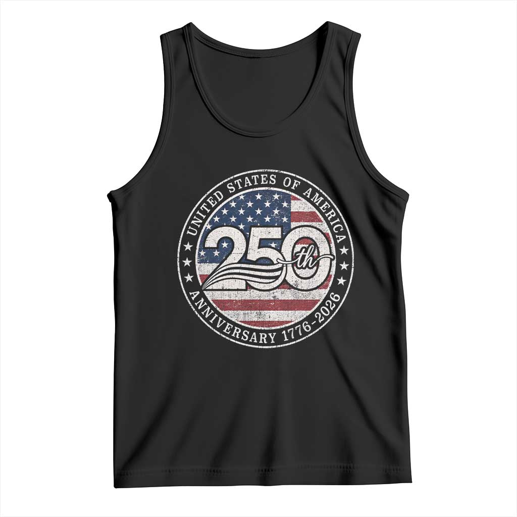 United States of America 250th Anniversary Vintage Seal Tank Top Distressed American Flag 1776 to 2026 Semiquincentennial Patriotic