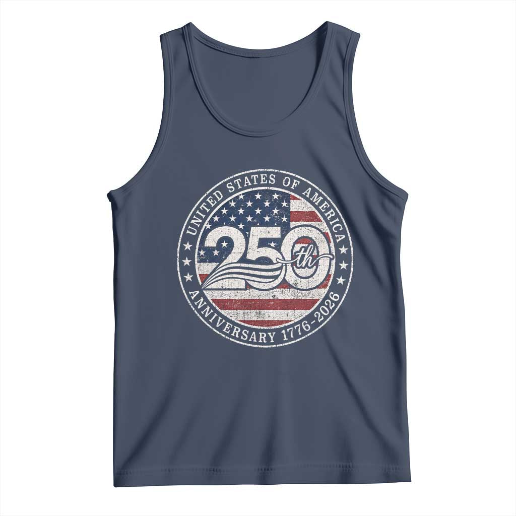 United States of America 250th Anniversary Vintage Seal Tank Top Distressed American Flag 1776 to 2026 Semiquincentennial Patriotic