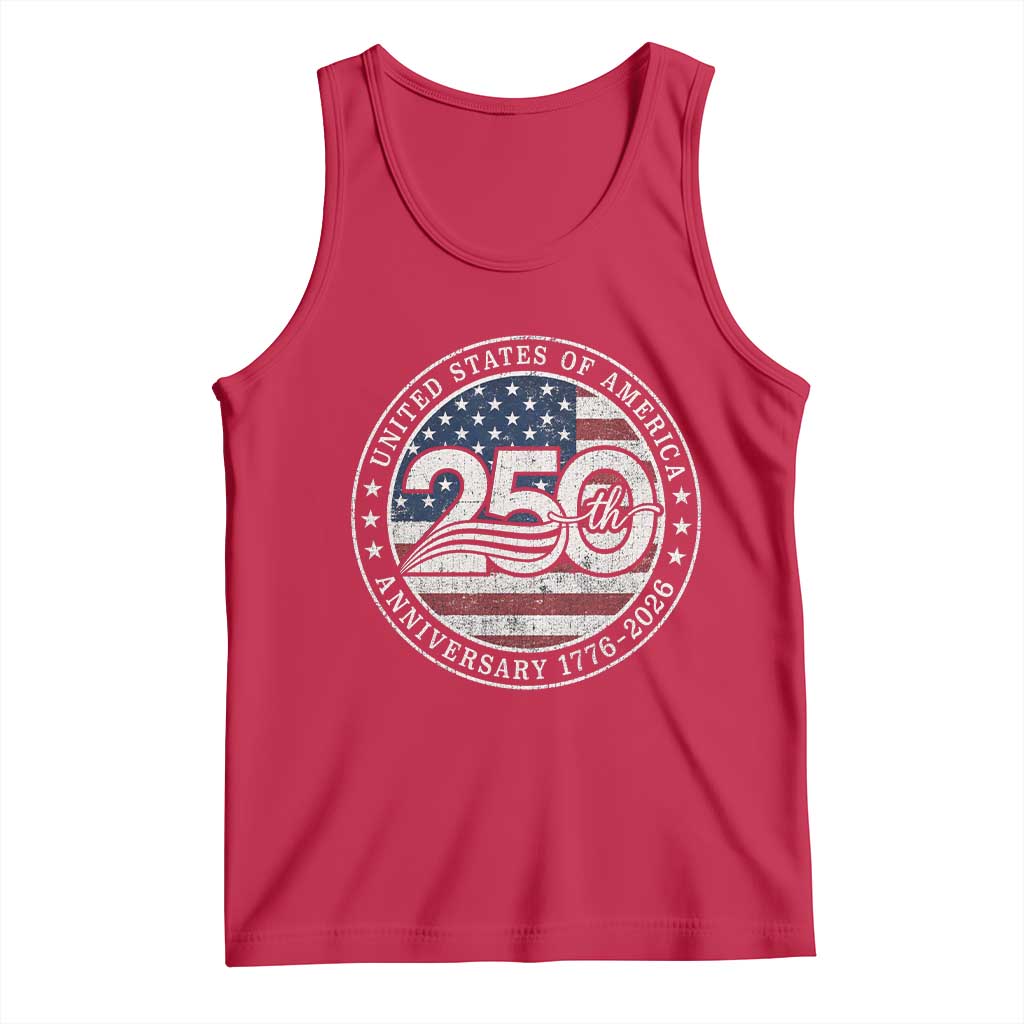 United States of America 250th Anniversary Vintage Seal Tank Top Distressed American Flag 1776 to 2026 Semiquincentennial Patriotic