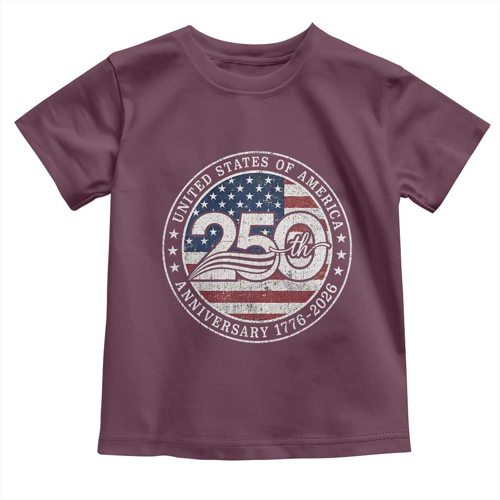 United States of America 250th Anniversary Vintage Seal Toddler T Shirt Distressed American Flag 1776 to 2026 Semiquincentennial Patriotic