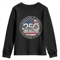 United States of America 250th Anniversary Vintage Seal Youth Sweatshirt Distressed American Flag 1776 to 2026 Semiquincentennial Patriotic