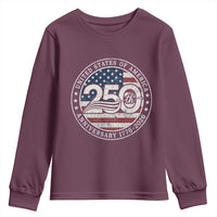 United States of America 250th Anniversary Vintage Seal Youth Sweatshirt Distressed American Flag 1776 to 2026 Semiquincentennial Patriotic
